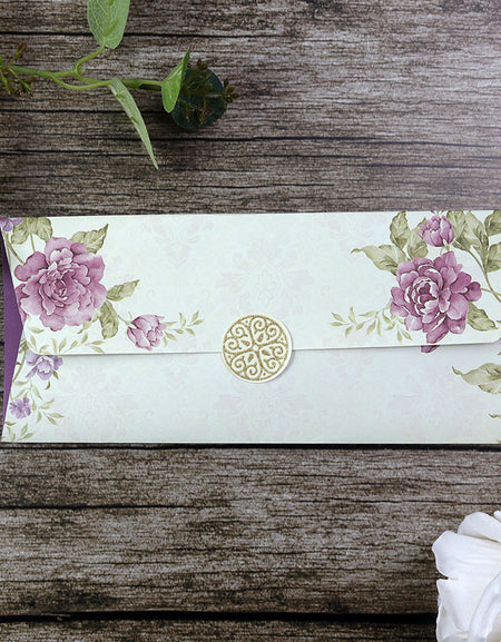 SC 2674 Purple Maroon Floral Double Sided Invitation