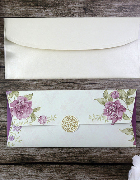 SC 2674 Purple Maroon Floral Double Sided Invitation