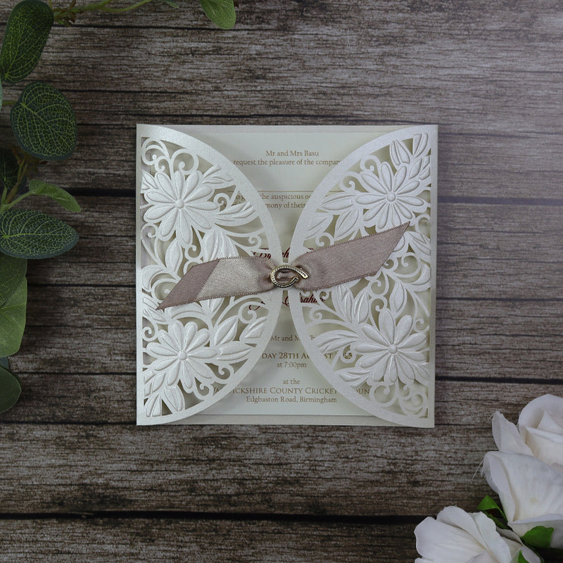 Heavenly White Gatefold Invitation SC 2735