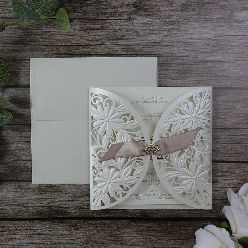 Heavenly White Gatefold Invitation SC 2735