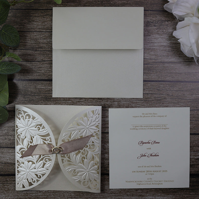 Heavenly White Gatefold Invitation SC 2735