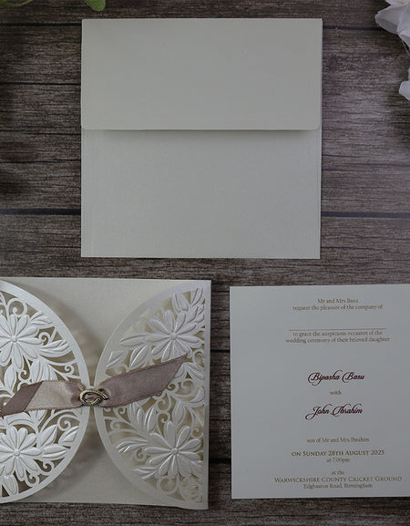 Heavenly White Gatefold Invitation SC 2735