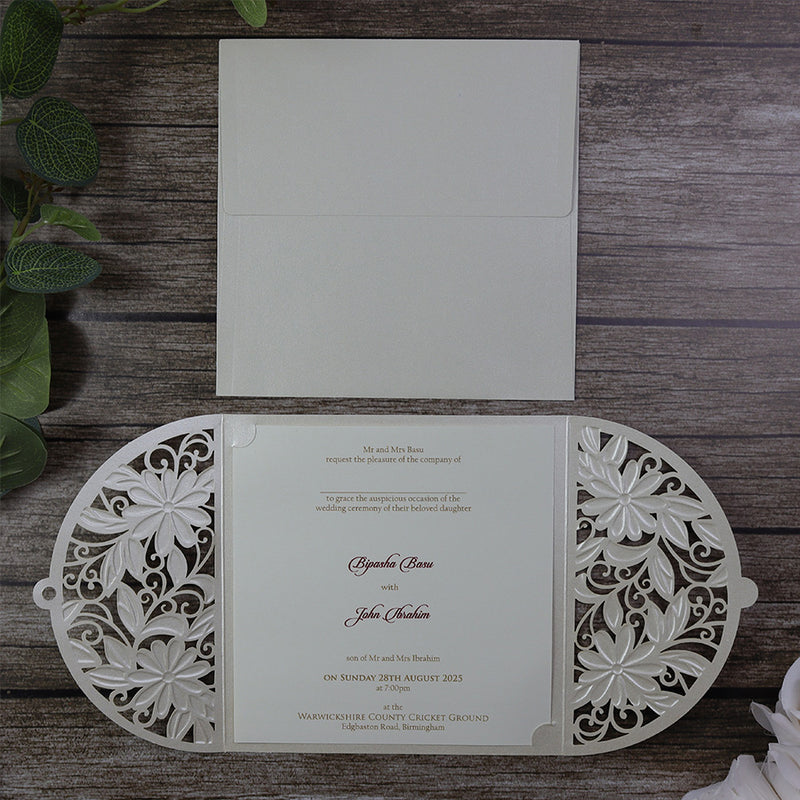 Heavenly White Gatefold Invitation SC 2735