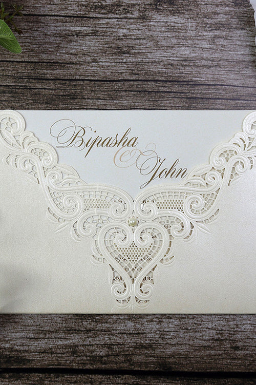 Load image into Gallery viewer, Gorgeous Laser cut Pocket Invitation in ivory SC 2736
