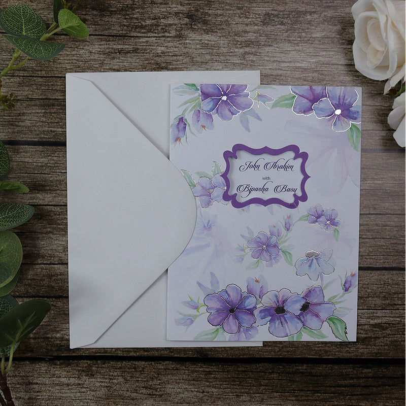 SC 2743 Pastel Watercolour Purple Floral Invitation