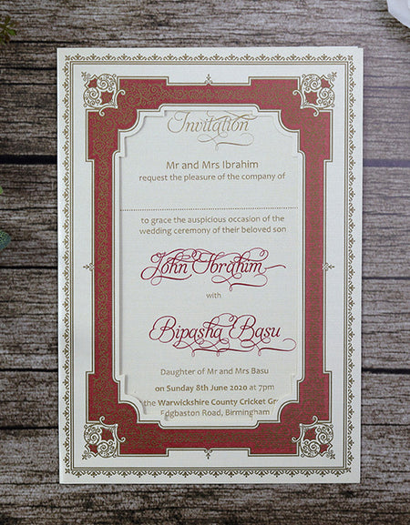 SC 2756 Vintage Rgeal Frame Maroon & Gold Invitation