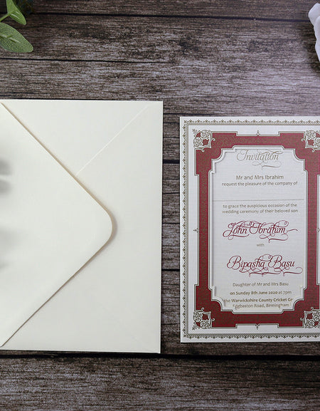 SC 2756 Vintage Rgeal Frame Maroon & Gold Invitation