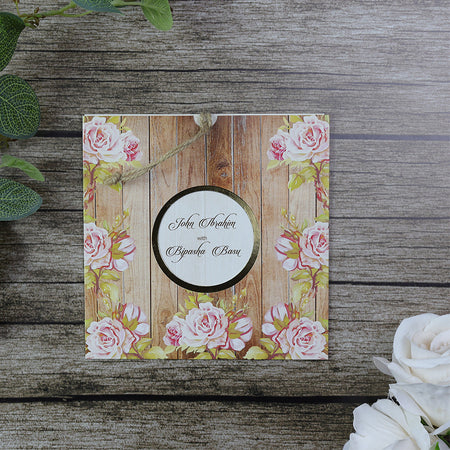 SC 2775 Square Pink Rose flower Pocket Invitation