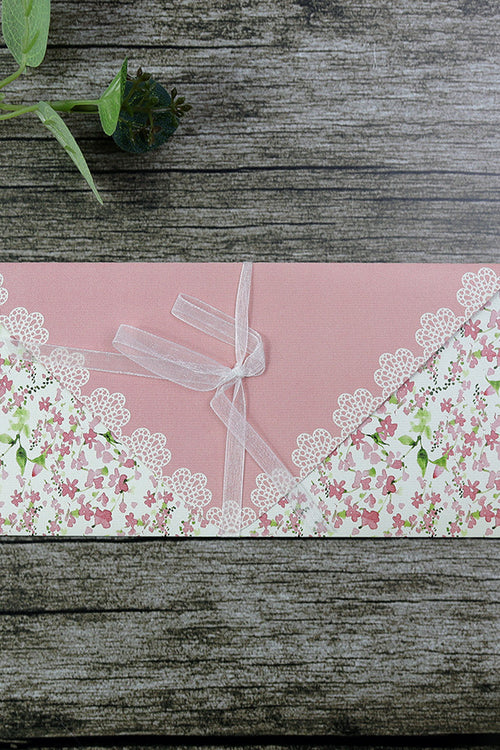Load image into Gallery viewer, Blush Pink Floral, lace and Ribbon Invitation SC 2779
