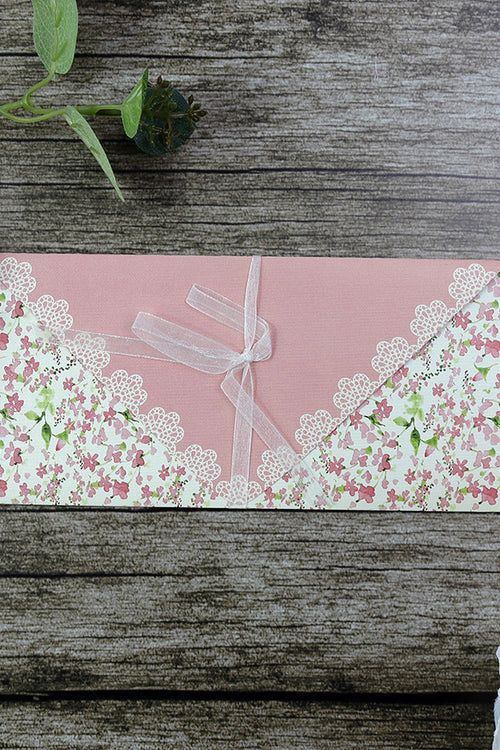 Load image into Gallery viewer, Blush Pink Floral, lace and Ribbon Invitation SC 2779
