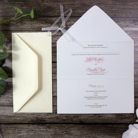 Blush Pink Floral, lace and Ribbon Invitation SC 2779
