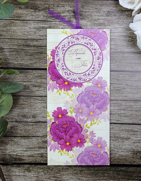 SC 2782 Purple and maroon Flower Pocket Invitation