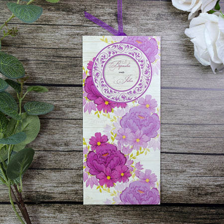 SC 2782 Purple and maroon Flower Pocket Invitation
