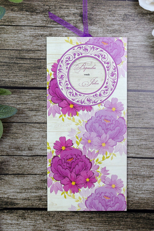 Load image into Gallery viewer, SC 2782 Purple and maroon Flower Pocket Invitation
