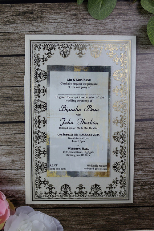 Load image into Gallery viewer, Luxurious Acrylic Wedding Invitations with Gold Foil Accents SC 3731  - 101
