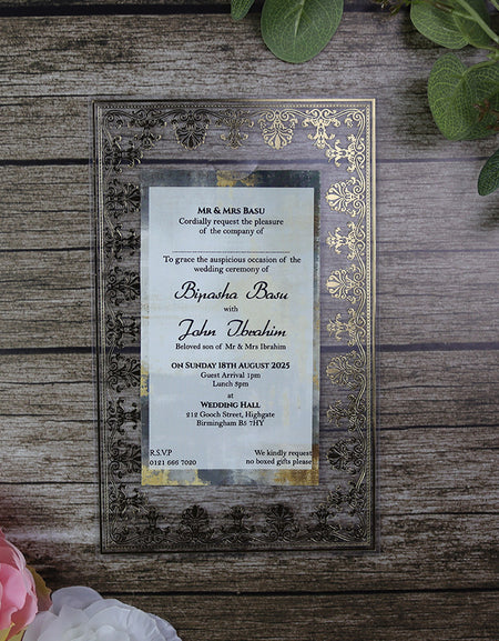 Luxurious Acrylic Wedding Invitations with Gold Foil Accents SC 3731  - 101