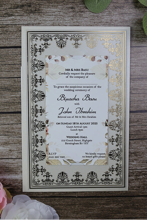 Load image into Gallery viewer, Luxurious Acrylic Wedding Invitations with Gold Foil Accents SC 3731  - 102
