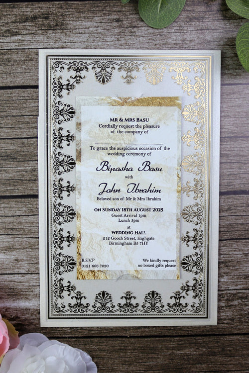 Load image into Gallery viewer, Luxurious Acrylic Wedding Invitations with Gold Foil Accents SC 3731  - 103
