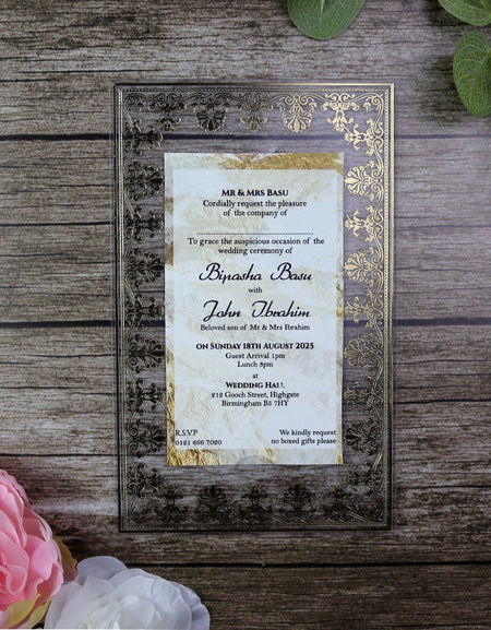 Luxurious Acrylic Wedding Invitations with Gold Foil Accents SC 3731  - 103