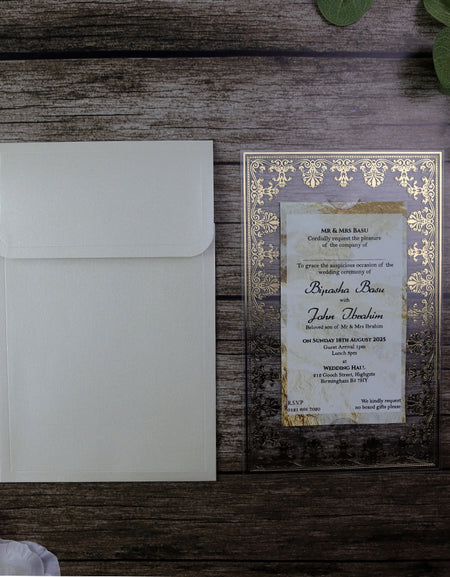 Luxurious Acrylic Wedding Invitations with Gold Foil Accents SC 3731  - 103