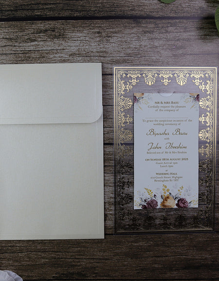 Luxurious Acrylic Wedding Invitations with Gold Foil Accents SC 3731  - 104