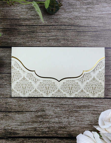 Simple cream Budget invitation with gold foil SC 5515
