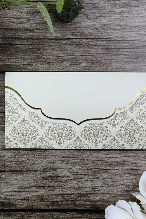 Load image into Gallery viewer, Simple cream Budget invitation with gold foil SC 5515
