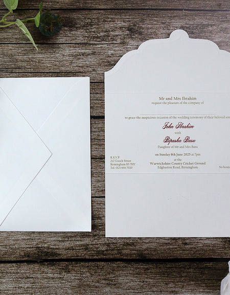 Simple cream Budget invitation with gold foil SC 5515