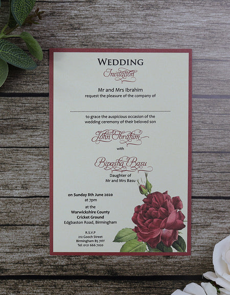 SC 5566 Gorgeous red rose printed envelope invitation