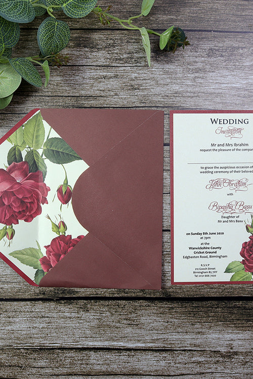 Load image into Gallery viewer, SC 5566 Gorgeous red rose printed envelope invitation
