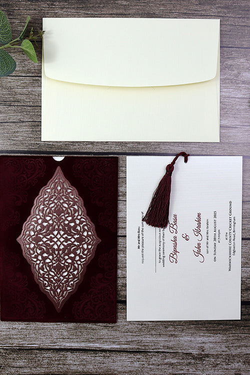 Load image into Gallery viewer, Regal Red Velvet Invitation SC 5568
