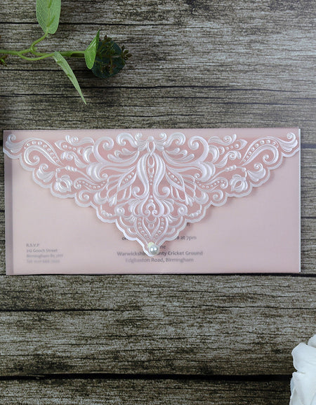 Elegant Pink Pearl Translucent Vellum Invitation SC 5576