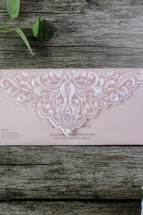 Load image into Gallery viewer, Elegant Pink Pearl Translucent Vellum Invitation SC 5576
