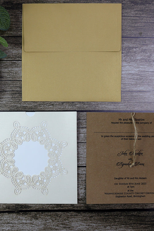 Load image into Gallery viewer, SC 5621 Exquisite vintage lace design pocket invitation
