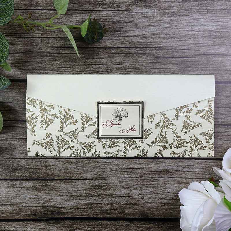 SC 5631 Brown Kraft Antqiue Flower Invitation