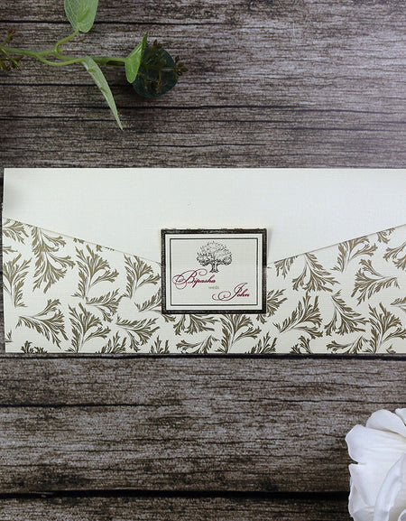 SC 5631 Brown Kraft Antqiue Flower Invitation