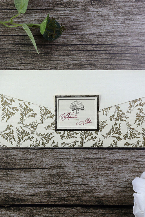 Load image into Gallery viewer, SC 5631 Brown Kraft Antqiue Flower Invitation

