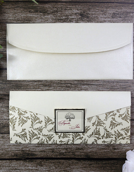 SC 5631 Brown Kraft Antqiue Flower Invitation