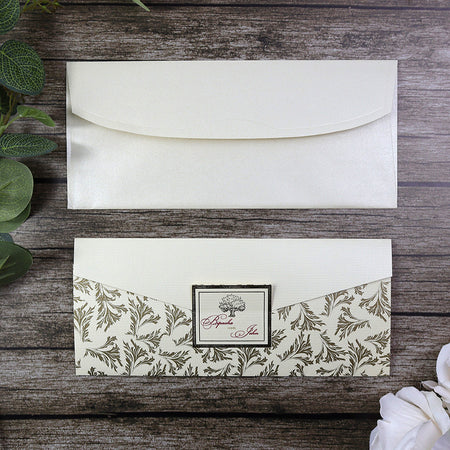 SC 5631 Brown Kraft Antqiue Flower Invitation