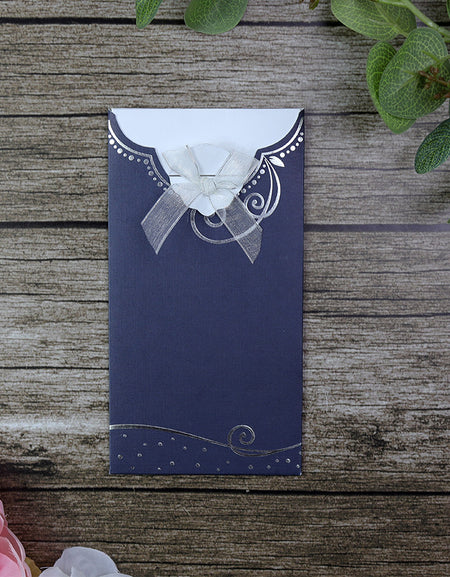 T016 Navy blue pocket sleeve party invitation