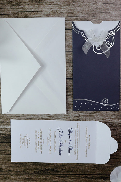 Load image into Gallery viewer, T016 Navy blue pocket sleeve party invitation
