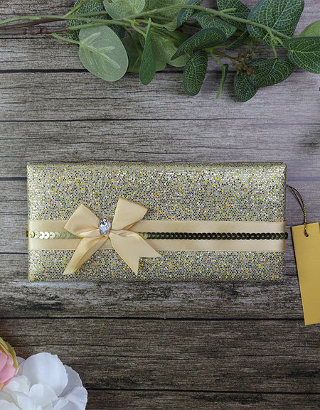 Padded Gold Glitter Asian wedding invitation card T067 Gold