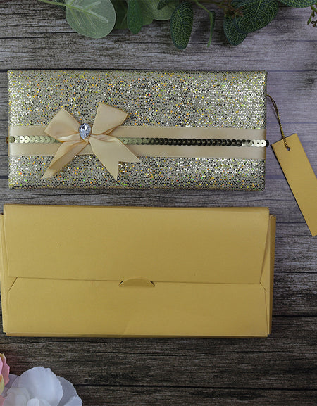 Padded Gold Glitter Asian wedding invitation card T067 Gold