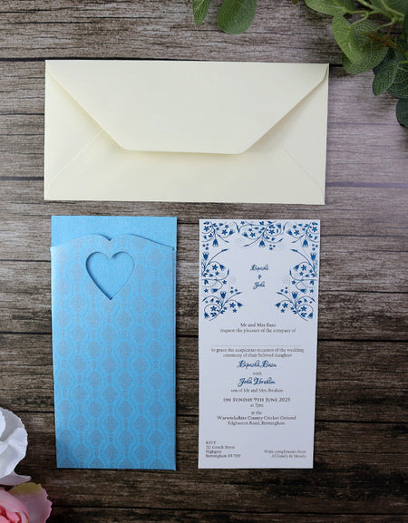 Tish Silver and Turquoise Pocket Invitation