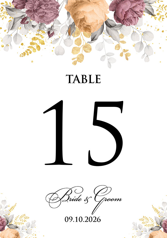 Personalized A5 Wedding Table Numbers: Tailored Elegance for Your Special Day 1265