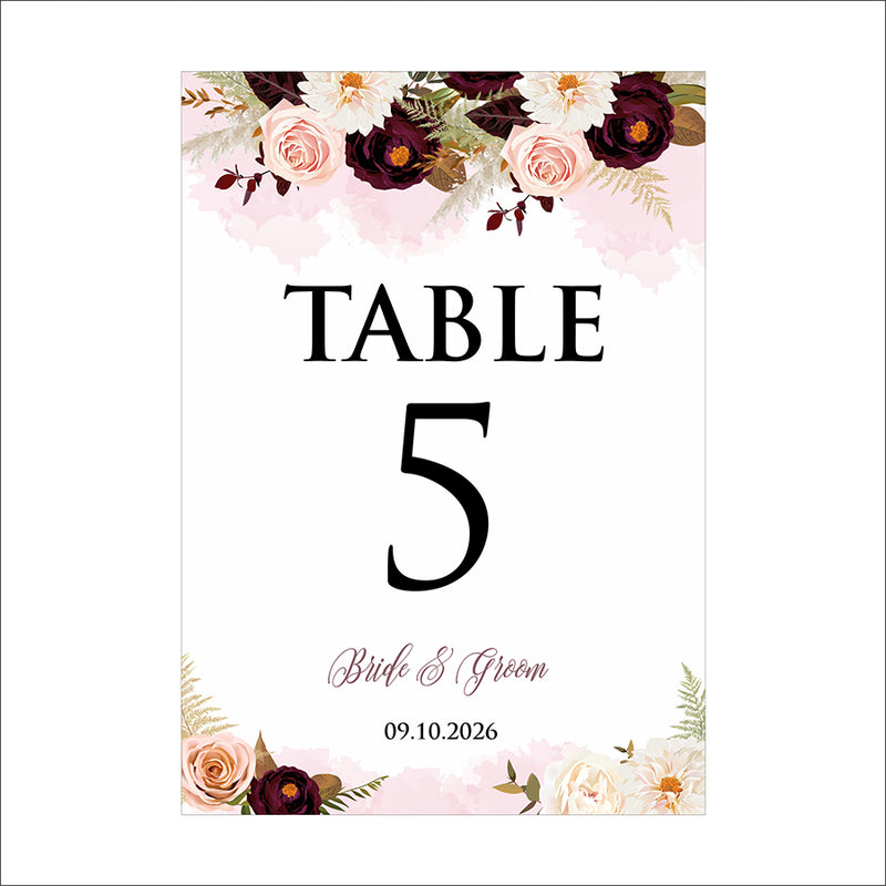 Personalized A5 Wedding Table Numbers: Tailored Elegance for Your Special Day 1255