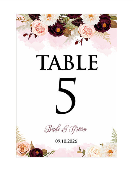 Personalized A5 Wedding Table Numbers: Tailored Elegance for Your Special Day 1255