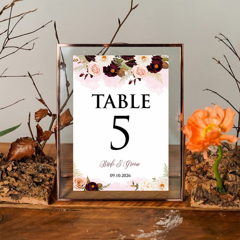 Personalized A5 Wedding Table Numbers: Tailored Elegance for Your Special Day 1255