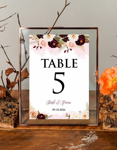 Personalized A5 Wedding Table Numbers: Tailored Elegance for Your Special Day 1255