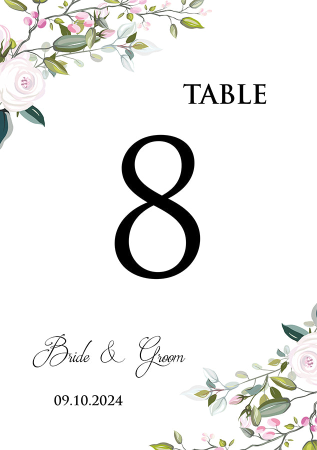 Personalized A5 Wedding Table Numbers: Tailored Elegance for Your Special Day 1258